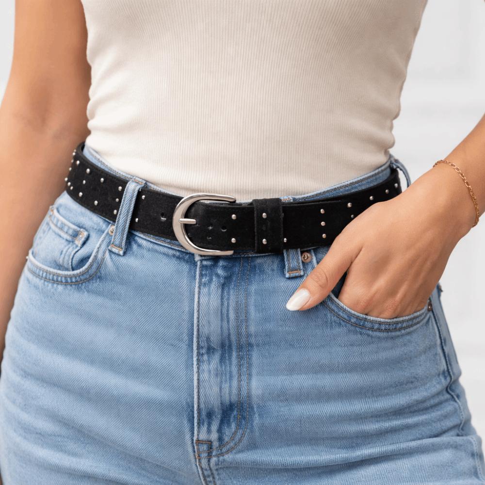 Vintage Women Wide Belt Rivet Western Cowboy Belt Fashion Leather Waistband  Women