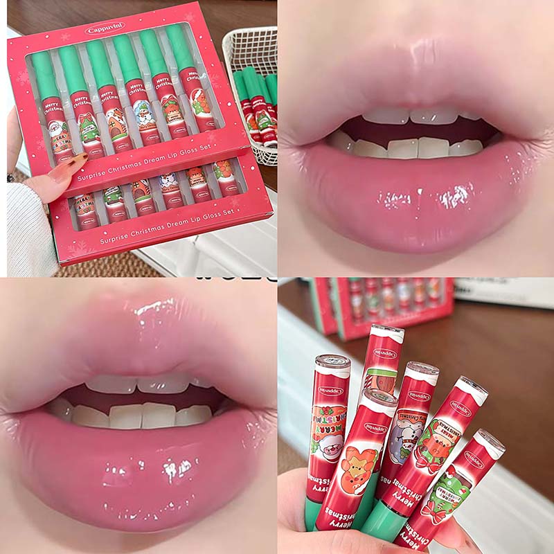 Cappuvini Christmas Surprise 6 Piece Liquid Lipstick Gift Set Matte Velvet Long Wearing Festive Colors Holiday Party Present 12g