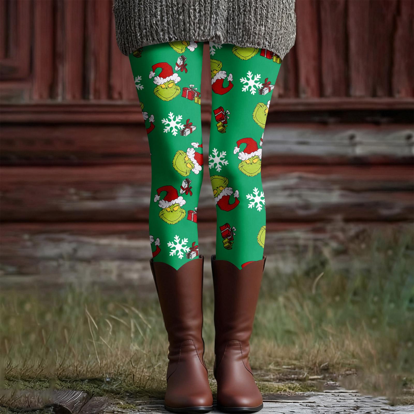 

Женские повседневные модные уличные рождественские облегающие эластичные брюки для йоги, укороченные брюки XXL