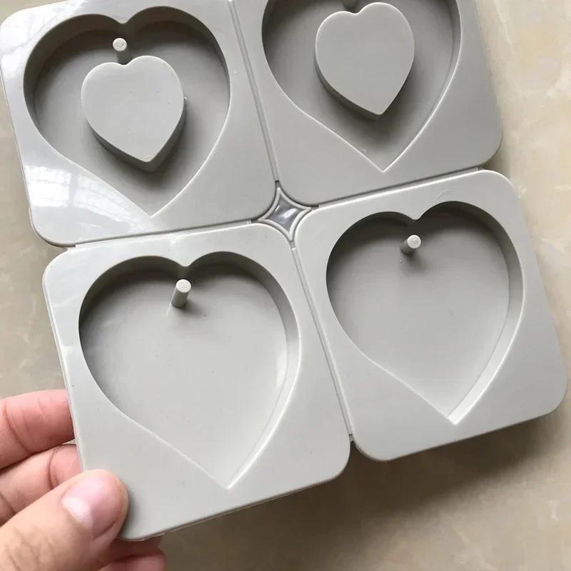 DIY Creative Handmade Silicone Mold Aromatherapy Plaster Soap DIY Cake Decoration 4 Sets of 2 Hearts Can Be Divided Accessories