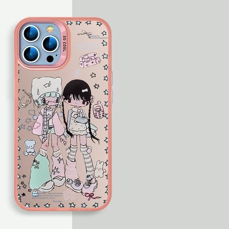 Ins Korea Cute Sweet Angel Phone Case for IPhone 16 15 14 13 Pro Max 11 12 Mini XR XS 7 8 Plus Fashion Shockproof Cover