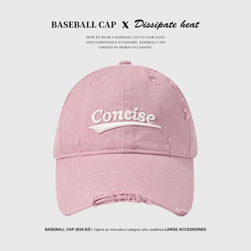 Adjustable Cotton Cap With Retro Font Embroidery And Sun Protection For Outdoor Activities