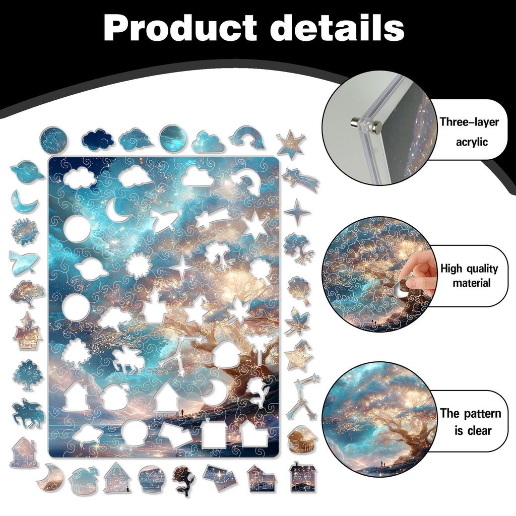 A Tree Puzzle Ornament, Light-Transmitting Decorative Puzzle Toy, Decompressed Acrylic Puzzle.