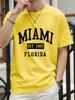 Miami Est 1825 Florida Stampa Maglietta Uomo Estate Cotone Magliette Oversize alla Moda Larga Abbigliamento Sportivo Casual Hip Hop Abbigliamento Unisex