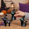 Halloween Mantel Decor 3Pcs Decoration, Black Cat Ghost Witch Hat Table Decor, Decorations Rustic Farmhouse Wooden Centerpieces for Home Office Tiered