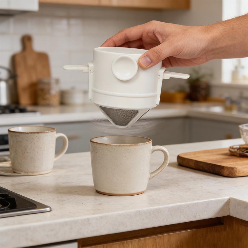 1PC Reusable Gifts Ear Hook Easy Pour Design Coffee Filter Portable With Foldable Dripper Office Stainless Steel Home