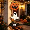 Seasonal Holiday House Ornaments Halloween Wooden Hanging Ornament, Jack-o'-Lantern Ghost Bat 3-Tier String Door Hanger, Cute Theme Store Accents Wood