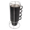 4PCS Camping Double Layer Cups Stainless Steel Food Grade Plastic Spraying Stackable Coffee Cup for Picnic Black