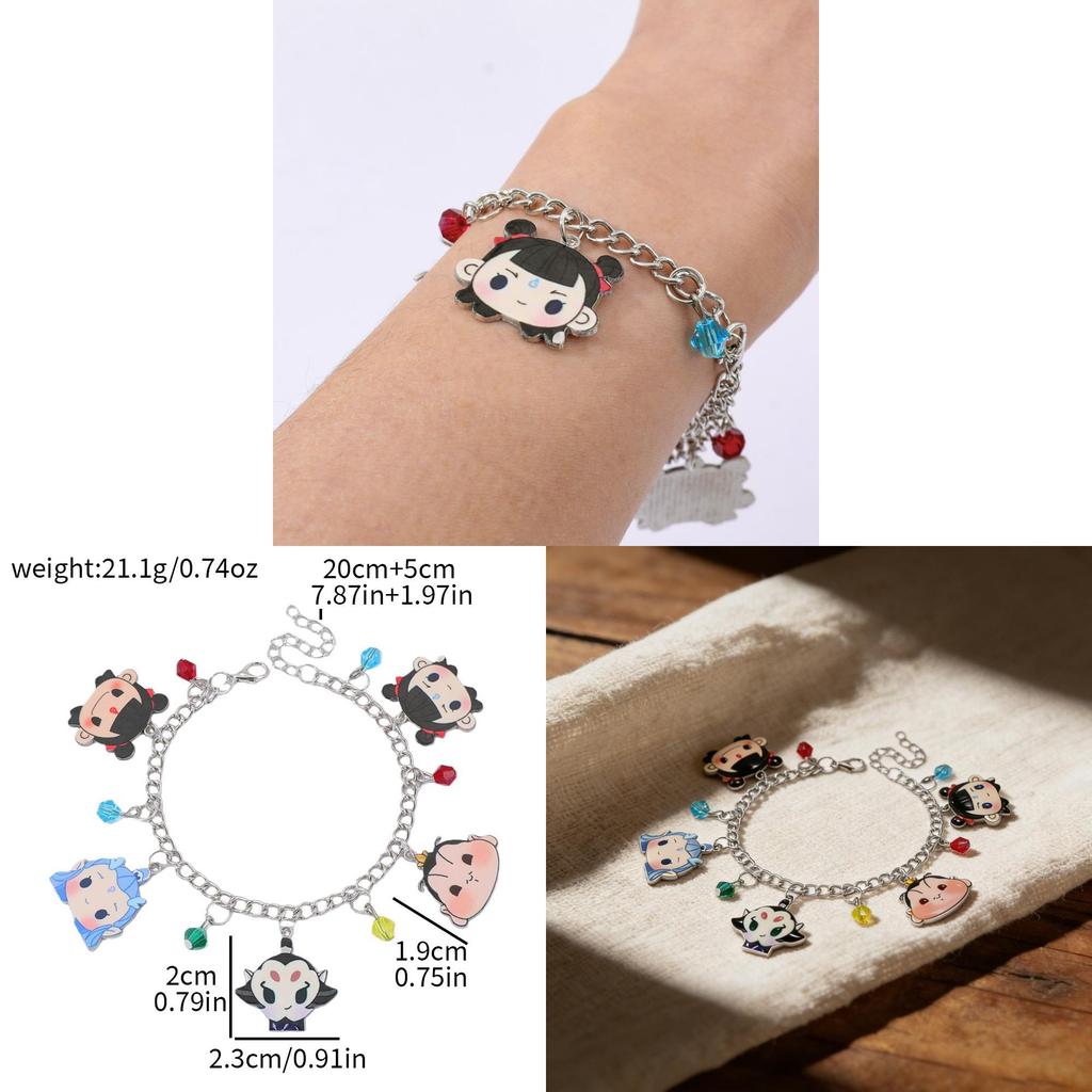 Nezha Ao Bing Cartoon Charm Bracelet With Zinc Alloy Pendant For Gift Giving
