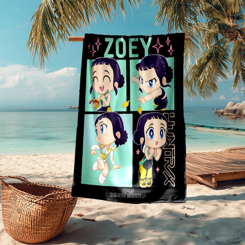 Ultra-Soft Beach Towel with KPop Demon Hunters Theme,Ideal for Pool - Camping, Diving - Perfect Travel Essential, Vibrant Beach Towel.