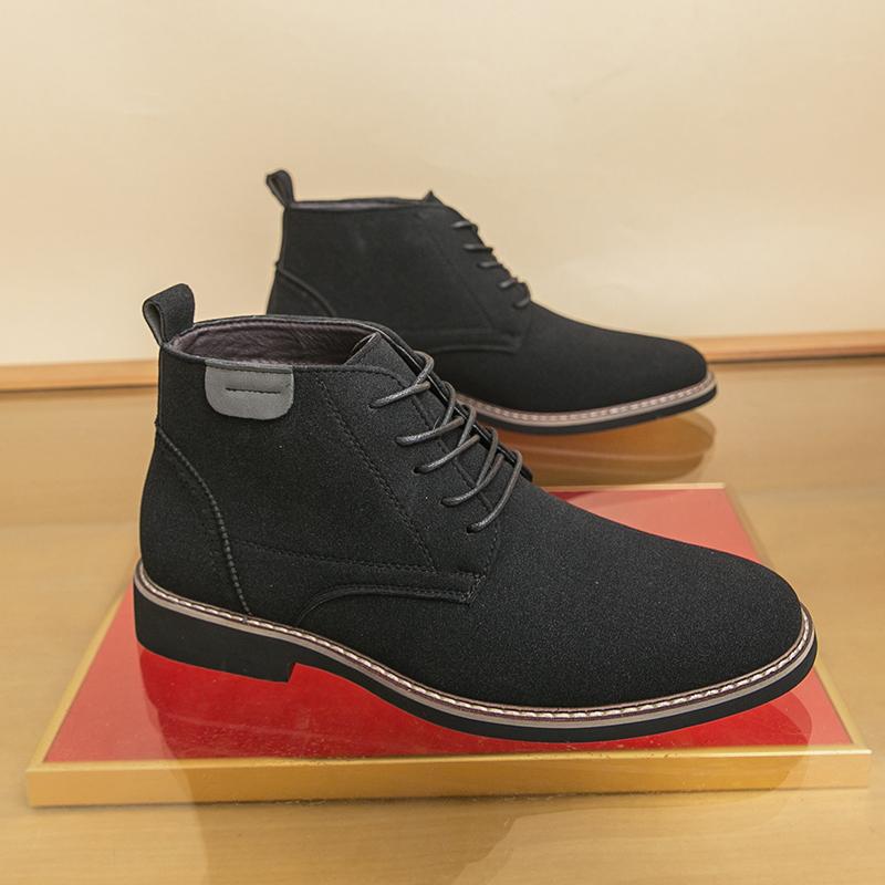 

Осень Новые Мужские Ботинки Ретро из Замшевой Кожи Бренд Мужская Мода Ботильоны Для Пожилых Бизнес Офис Повседневный Британский Стиль Высокие Ботинки 48