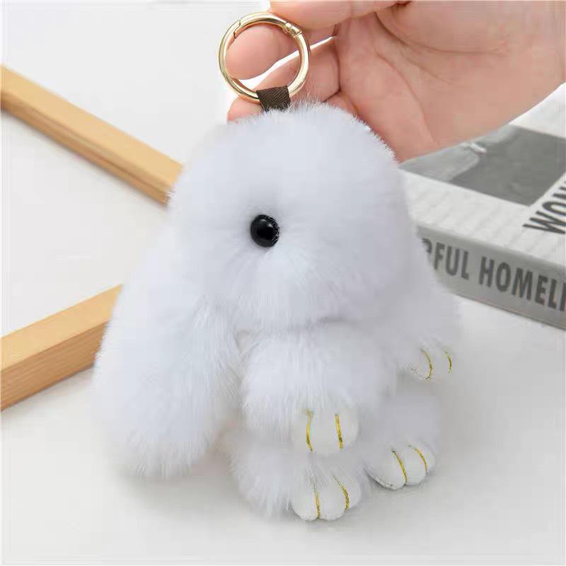 Portachiavi di coniglio in peluche: Ciondolo Giocattolo Carino e Regalo con Confezione a Forma di Borsa per Bambola
