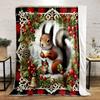 Christmas Squirrels with Holly and Bells Patterned Flannel Blanket Perfect for the Bedroom Living Room, Sofa, or a Little Nap