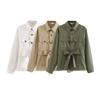 2024 Women's Winter Distressed Pocket Workwear Shirt Jacket - European & American Style Fashion