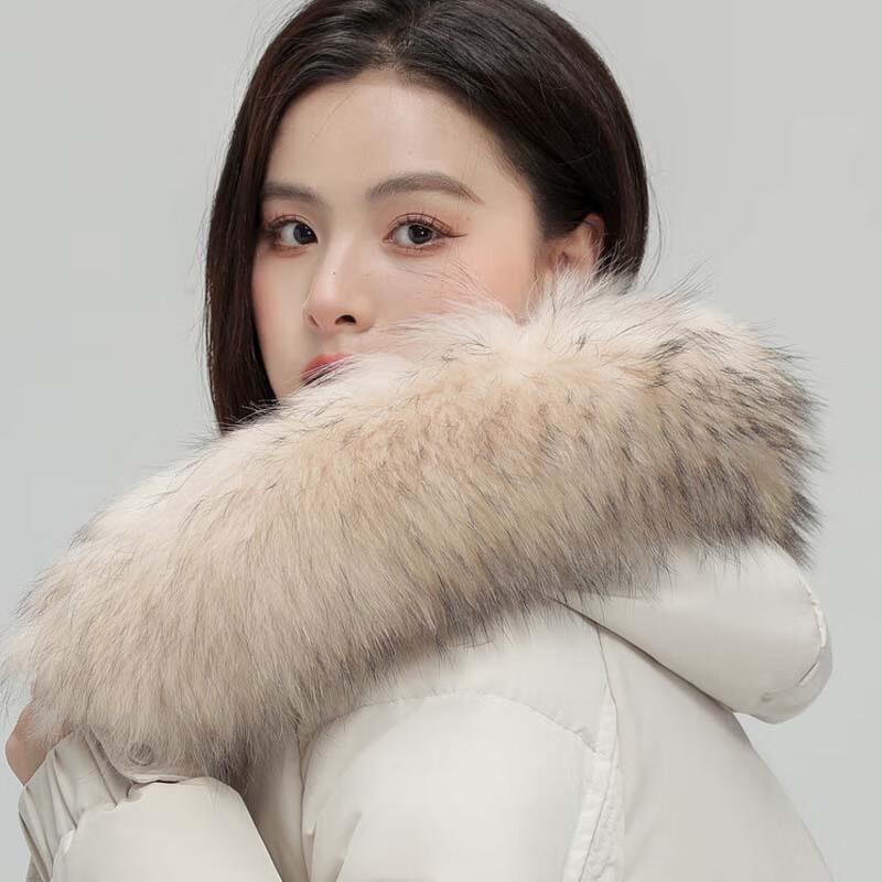 XueZhongFei Damen Kurze Daunenjacke mit Fuchsfellkragen