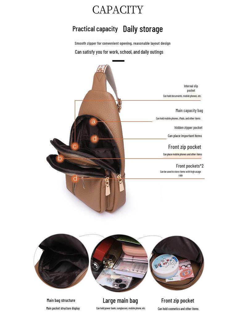 Retro PU Crossbody Chest Bag: Lightweight, Multi-compartment, Versatile and Fashionable Shoulder Bag