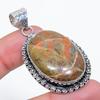 Fossil Coral Gemstone Handmade 925 Sterling Silver Jewelry Pendant 2.05" SU-10751