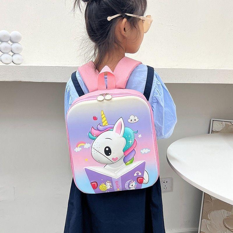 Elsa 3d Cartoon Hard Shell Double Shoulder Backpack Unicorn Schoolbag Waterproof