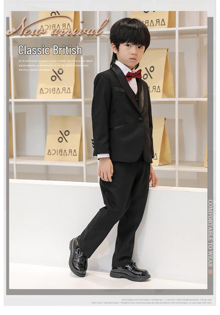 Boys' Black Leather Stage Performance Shoes - Gentleman Style for Spring & Autumn 2026