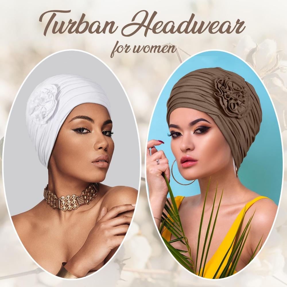 Double Layer Headscarf Hat 3D Flowers Headband Hat Simple Chemo Headwear Hat For Women