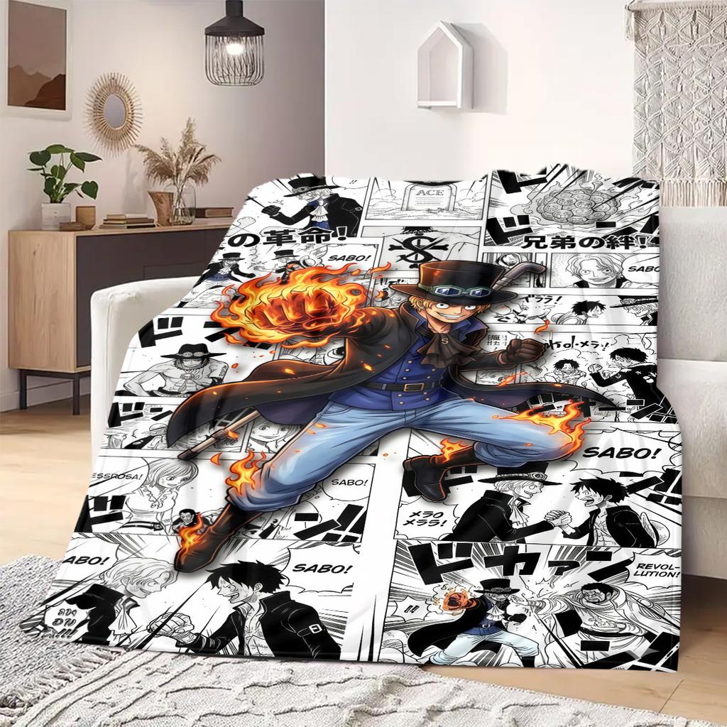 OnePiece Anime Print Decke Warm Bequem Flanelldecke Geeignet für Schlafzimmer, Sofas, Betten, Stühle, Picknicks, Reisen