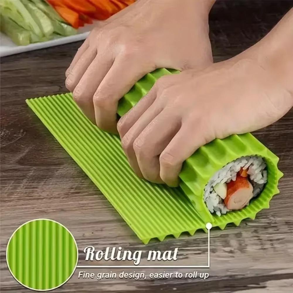 Silicone Hand Roll Sushi Rolling Curtain Bamboo Imitation Japanese Sushi Rolling Tool Easy To Clean No Mildew Sushi Mat Portable