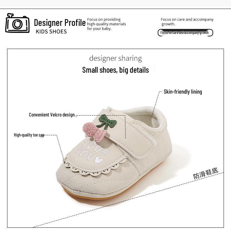 Weiche Sohle Rutschfeste Lauflernschuhe Prinzessin Schuhe - Klettverschluss Frühling/Herbst Mädchenschuhe