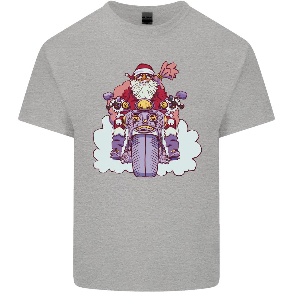 Biker Santa Christmas Motorcycle Motorbike Unisexs Light Cotton TShirt