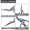 Embroidery Scissors Rainbow Stork Scissors Stainless Steel Small Craft Scissors Dressmaker Shears for Embroidery Sewing