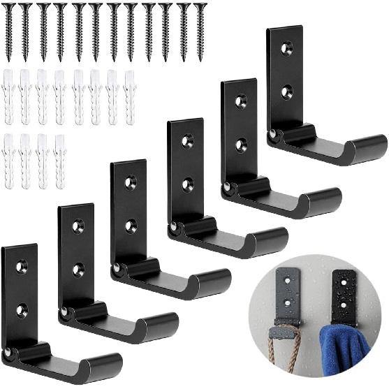 BetterJonny 6 шт. Складные крючки для одежды, Прочные складные крючки, Настенные крючки из алюминиевого сплава для подвешивания пальто, сумок, шляп, рюкзаков, чёрный