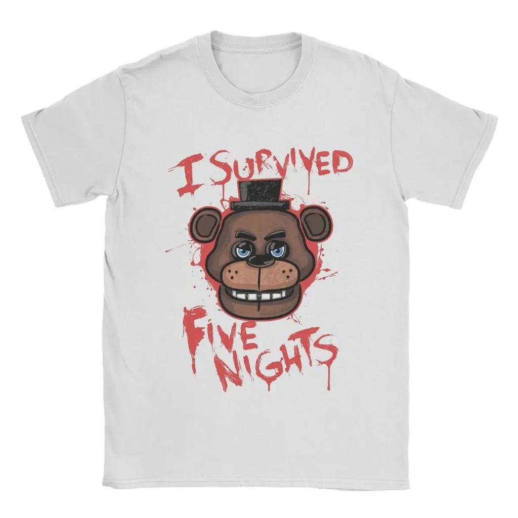 Harajuku  Five Nights T-Shirts for Men At Freddys Novelty Pure Cotton Tee Shirt Round Collar Short Sleeve Plus Size Clothes