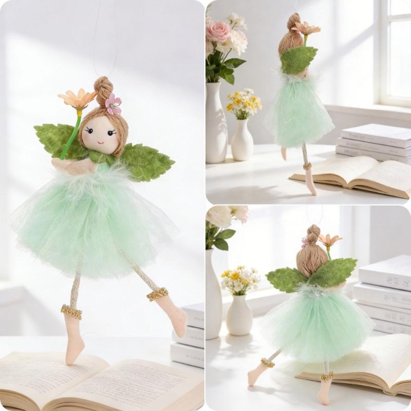 4Pcs Angel Girl Figure Hanging Decoration with Tulle Skirts for Wedding Festival Home Decoration Photography Backgrounds