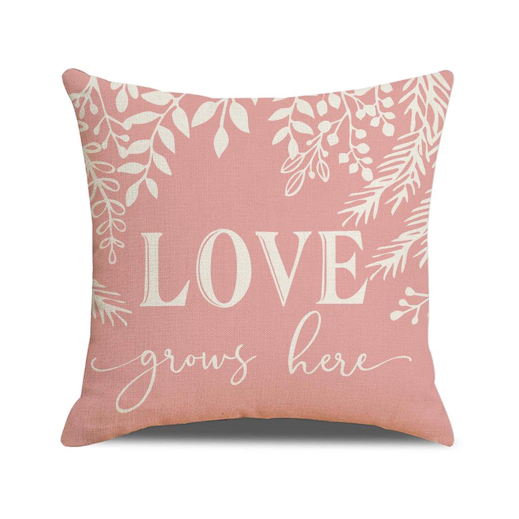 Valentine's Day Pillow Letter Printed Linen Decoration Car Cushion Home Sofa Pillow Cover