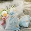 5 Pieces Elegant Floral Drawstring Gift Bags With Pearl Embellishments And Ribbon - Perfect For Weddings, Birthdays, Holidays