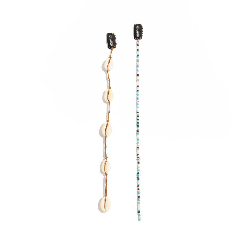 Festival Hair Extension Shell Bead Strands Waterproof Coating Boho Mermaid Core Dreadlock Jewelry For Braids