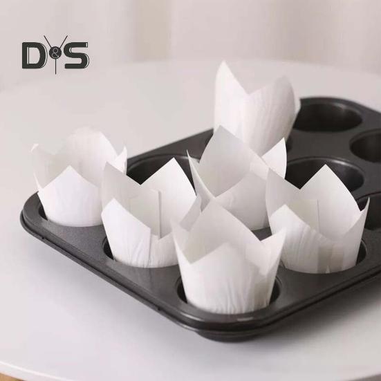 50 pezzi di carta usa e getta a forma di fiore di tulipano per muffin, utensili da cucina per fodere per cupcake