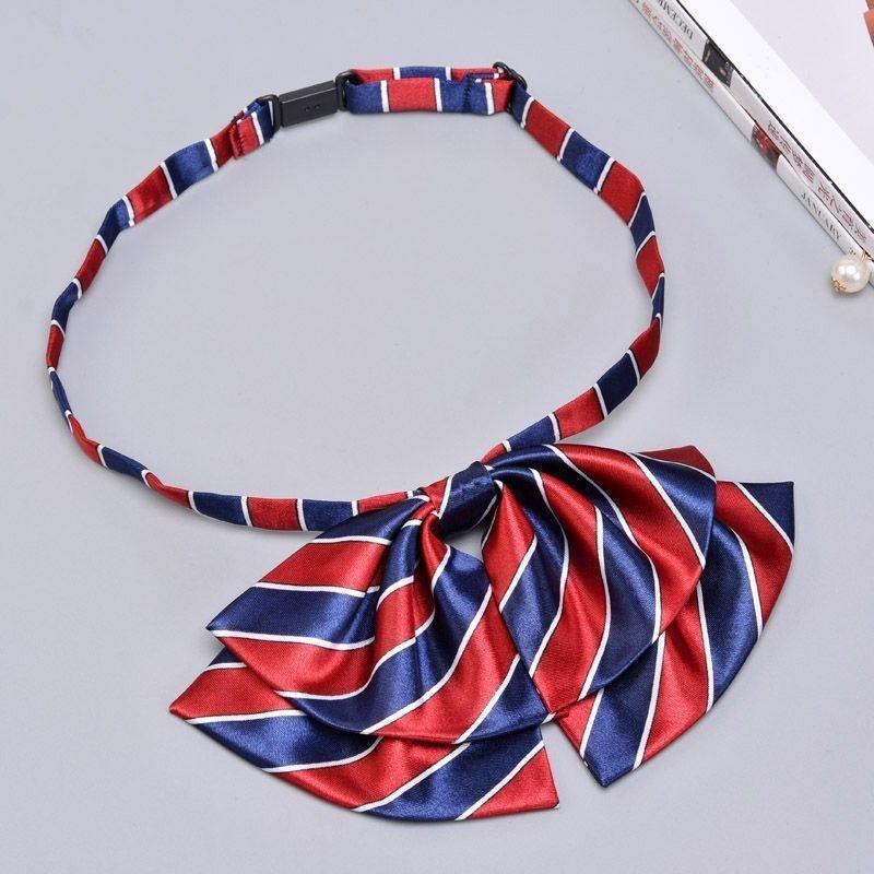 Business Attire Double Layer Bow Tie For Women With Polyester Material And Button Fastening