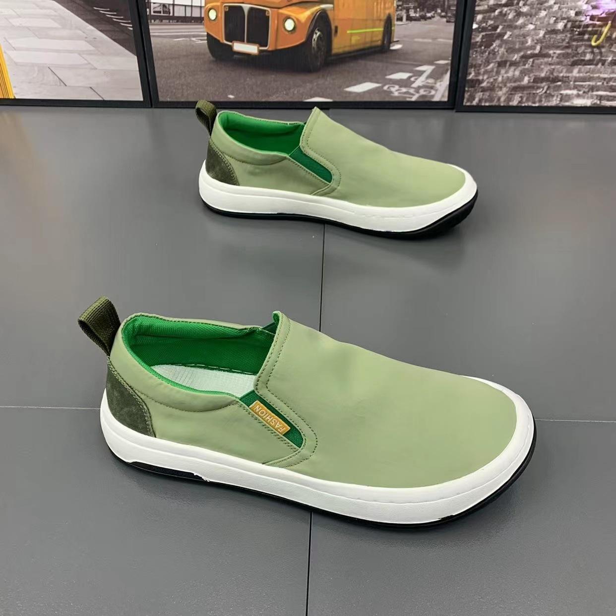 

Мужская обувь из парусины 2024 года, новая осенняя дышащая повседневная универсальная мужская тканевая обувь, ленивая обувь с одной педалью в стиле старого Пекина 44 зелёный