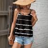 Women's Striped Print Tops Sleeveless O-Neck Camisole T-shirt
