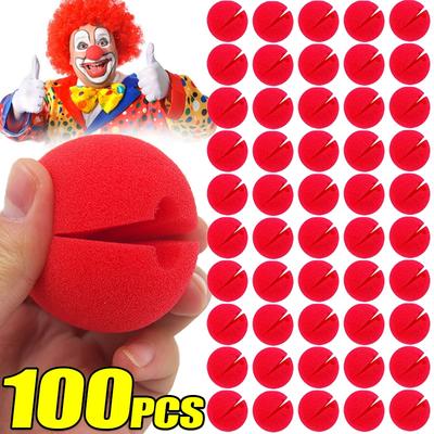 10-100 pièces Nez de clown rouge Nez en éponge mousse Accessoires de magie de cirque Pour Noël Halloween Fête costumée comique Adultes Enfant Décoration
