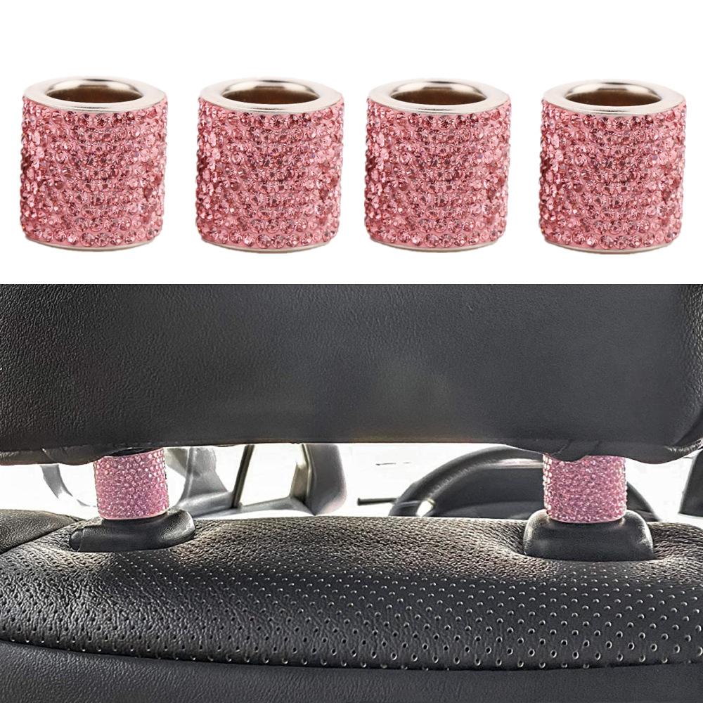 2 Pezzi Moda Collari Poggiatesta Auto Anelli Decorativi Interni Auto Anelli Bling Cromo Strass Accessori Sedile Veicolo