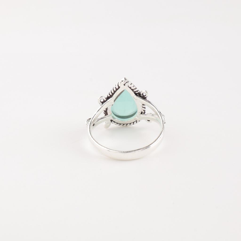 Natural Aqua Chalcedony Gemstone 925 Sterling Silver Jewelry Handcrafted Ring RR-57-21