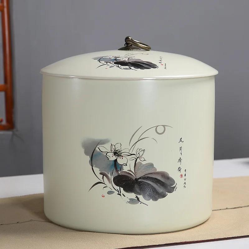 Retro Chinese Ceramic Tea Jar Household Sealed Tea Storage Jar Facial Mask Powder Can Used for Storing Kitchen Spices