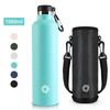 Fjbottle 1000ml Botella Deportiva de Acero Inoxidable con Aislamiento al Vacío y Mosquetón, Antiderrames, Libre de BPA, Botellas Termo