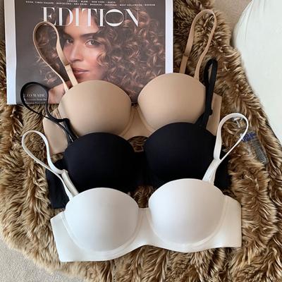 Nahtloser Damen-BH, weiche Unterwäsche, Push-Up-BH, 1/2-Körbchen, bequem, unsichtbar, kabellos, einfache, sexy Unterwäsche