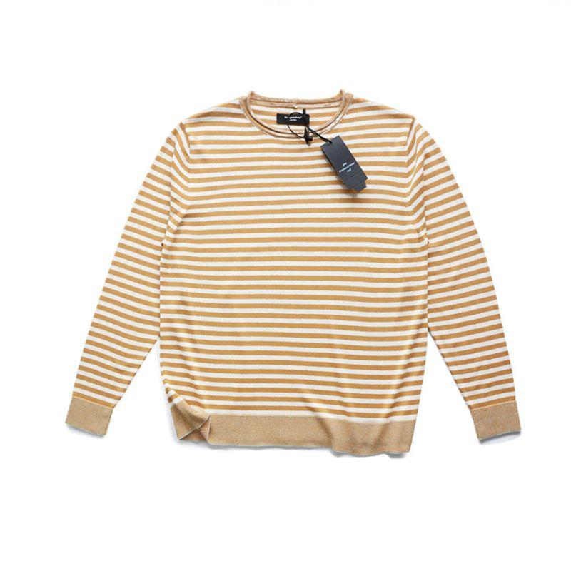 Japanese Style Stripe Sweater Men s Autumn and Winter Retro Warm Pullover Base Export Men s Clothing American Light Luxury Knitwear Khaki XL