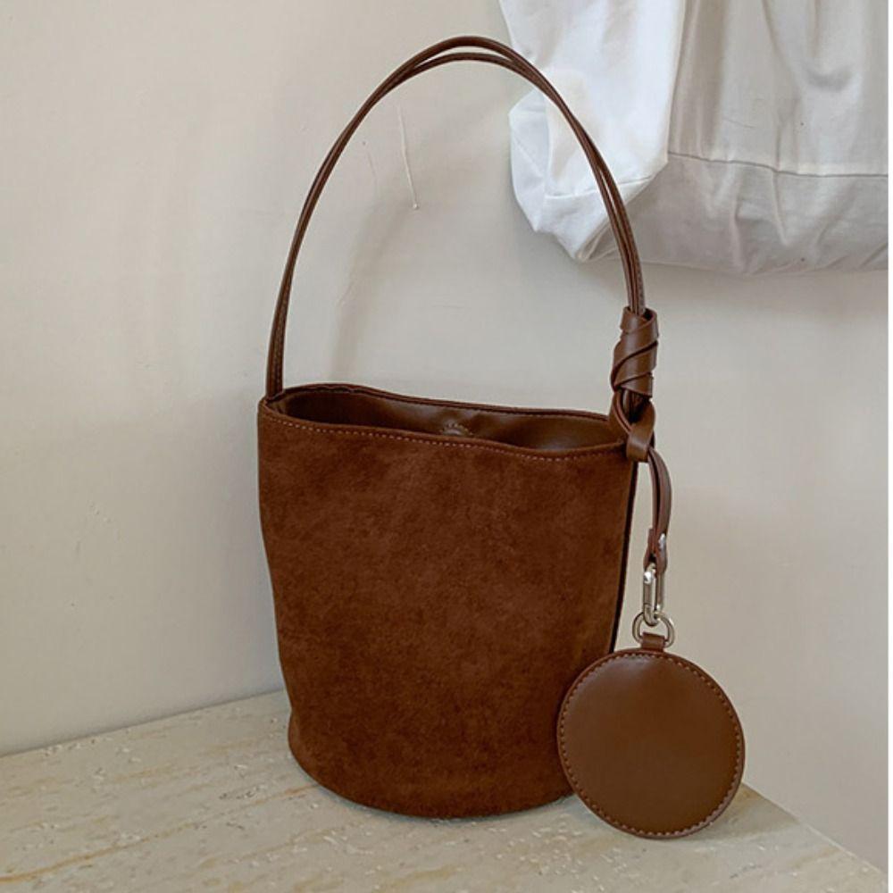 with Round Pendant Slouchy Hobo Bags Shoulder Bag Solid Color Tote Bag  Summer