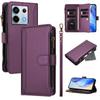 For Xiaomi Poco X6 5G/Xiaomi Redmi Note 13 Pro 5G Leather Case 9 Card Slots Zipper Wallet Stand Phone Cover with Wrist Strap