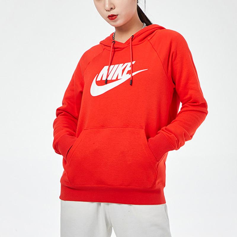Nike Felpa Essential in Maglia con Logo Stampato Sportiva da Donna Rossa BV4127-675