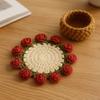 Crochet Flower Coasters Handmade Vintage Bouquet Knitted Rose Flower Decorative Coasters Anti-scald Table Mats Without Flower Pot